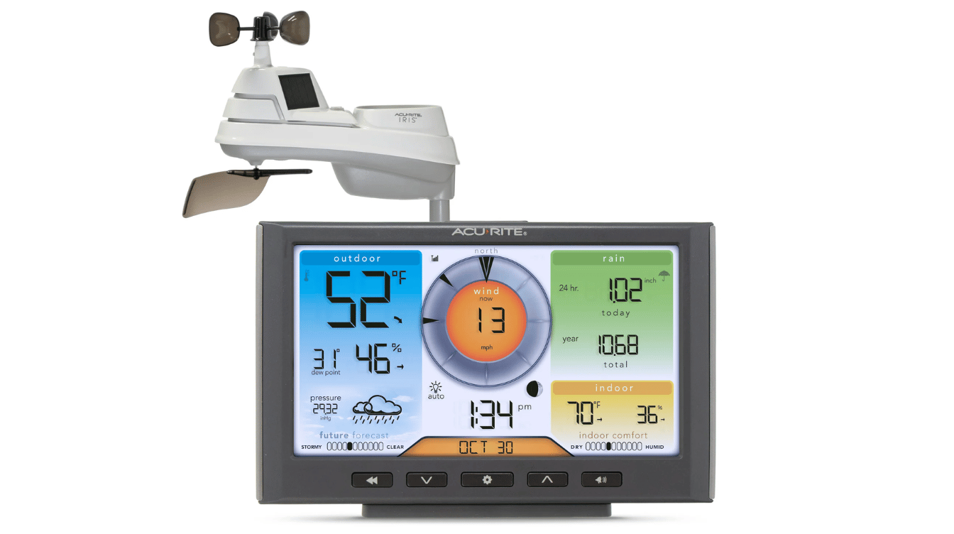 acurite iris 5 in 1 home weather station with outdoor sensor and digital display