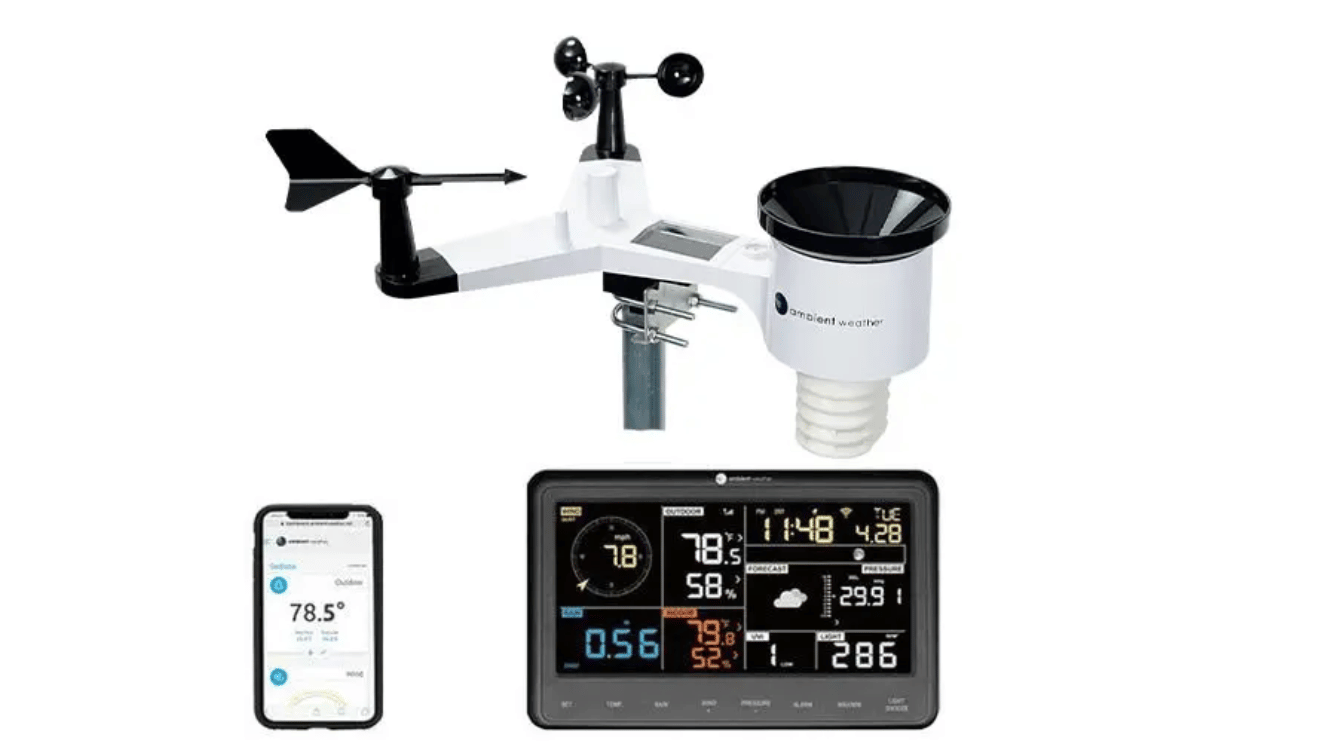 ambient weather ws 2902c weather station with outdoor sensors smartphone app and indoor display