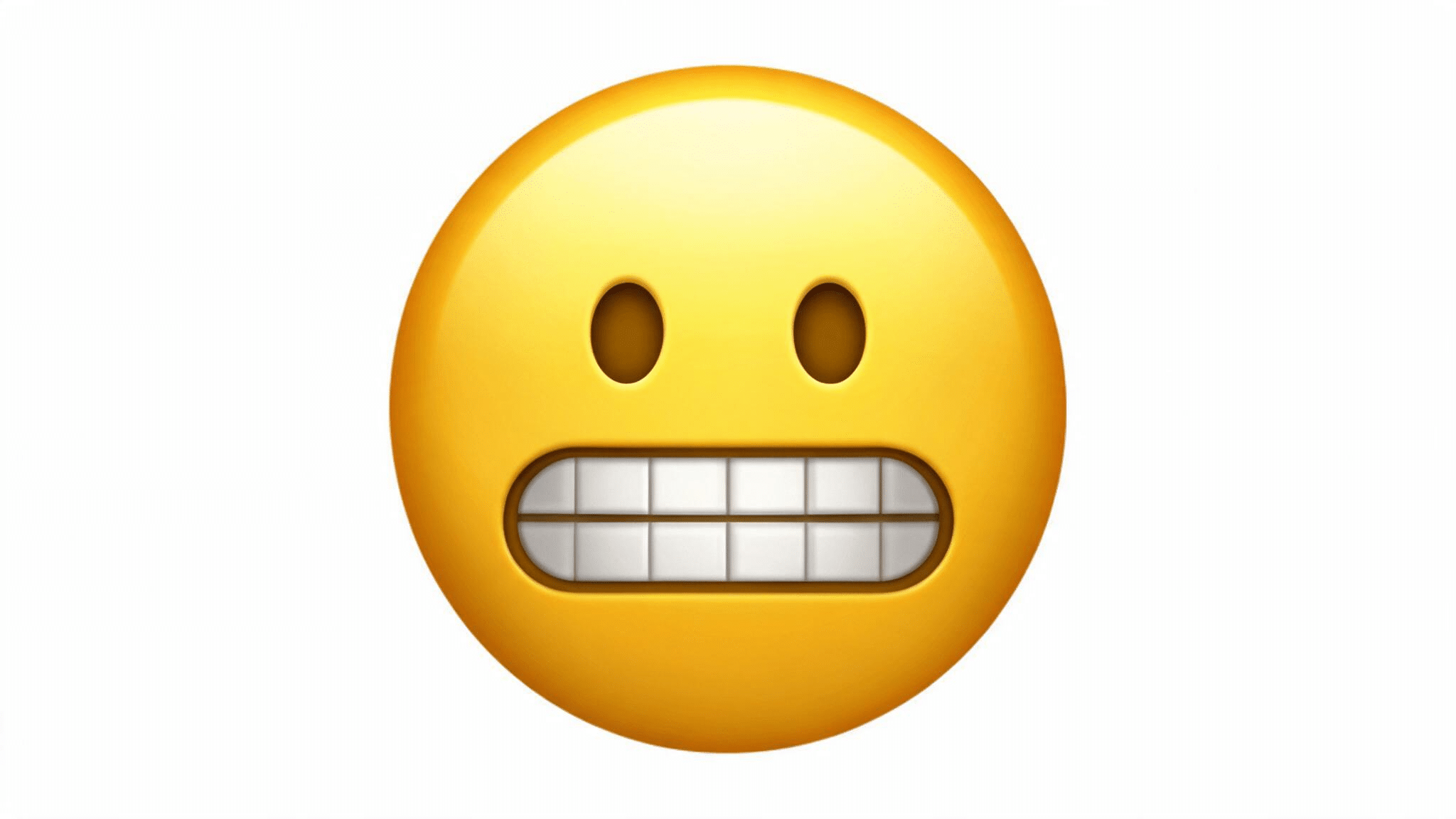 yellow grimacing face emoji with open eyes and clenched white teeth centered on a clean white background