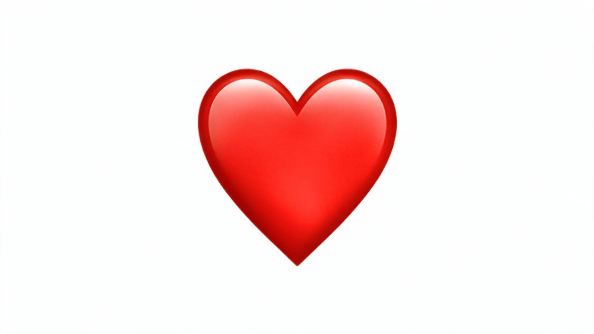 flat red heart emoji centered on a bright white background with rounded curves and classic digital emoji styling