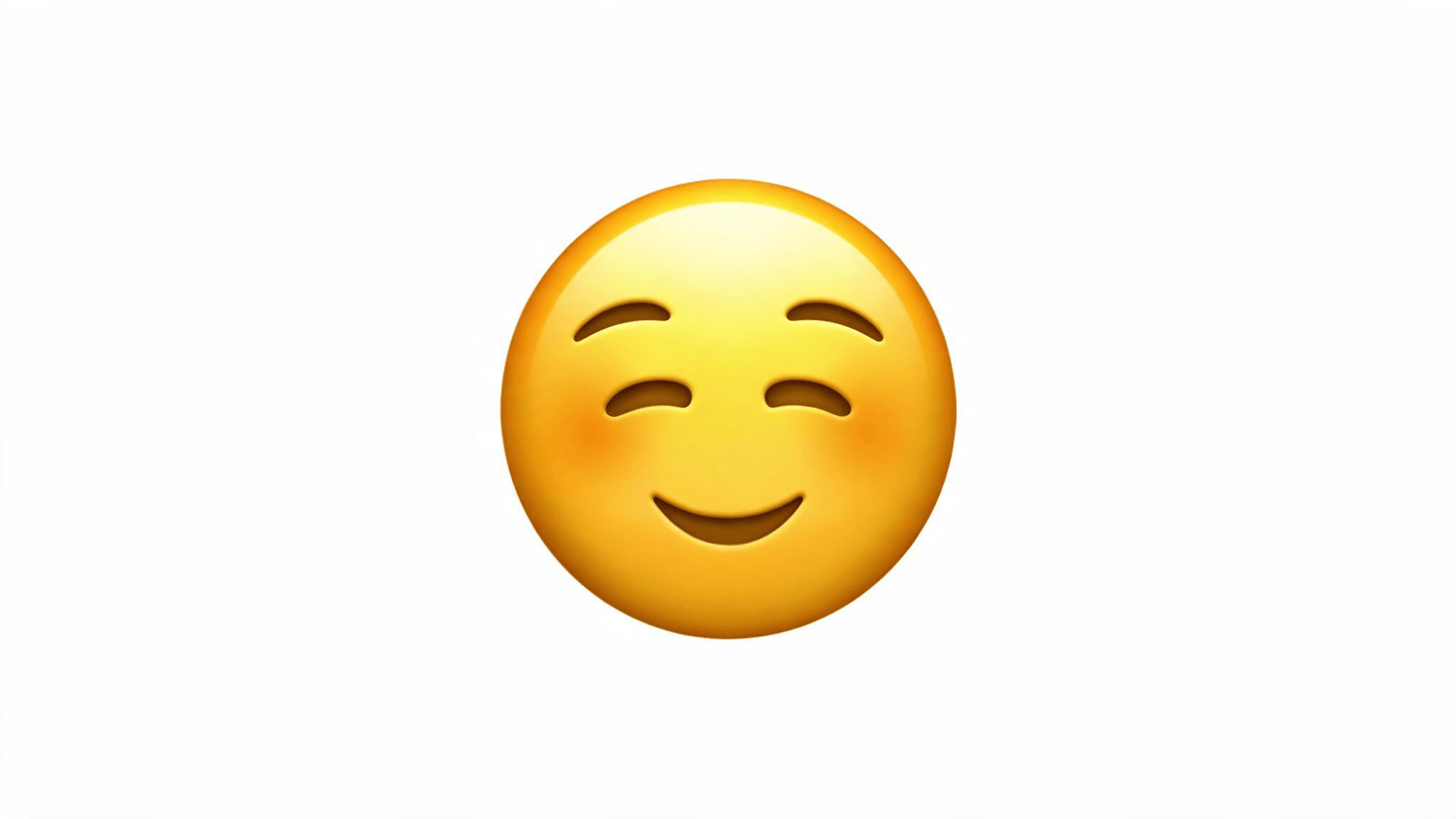 yellow smiling face emoji with closed eyes and a gentle smile centered on a clean white background