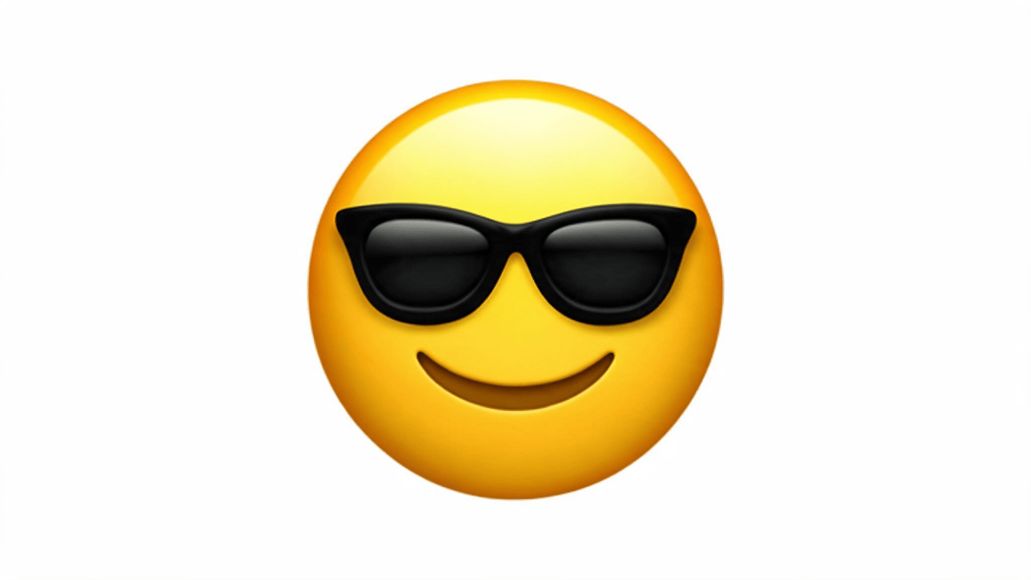yellow smiling face emoji wearing black sunglasses centered on a plain white background in a clean digital style